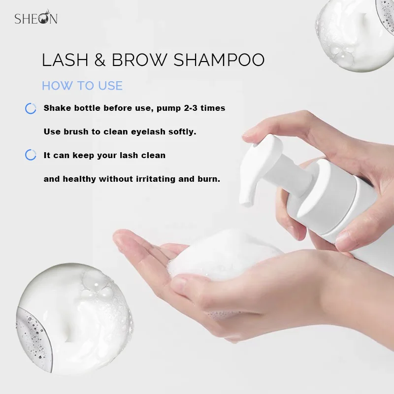 Sheon Lash Shampoo Private Label Lash Cleanser Vegan Eyelash Extension for Lash Wash Eyelash Foam Cleanser