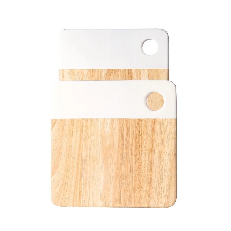 Cheese Chopping Board Wood -Natural Organic Rubber Wooden&Marble Cutting Board with White Painting