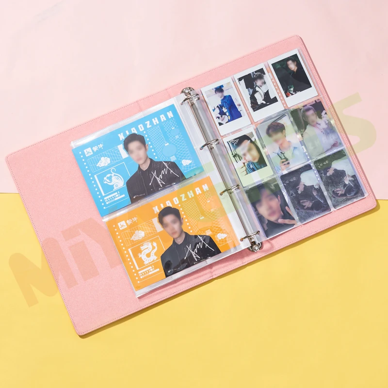 custom pu leather B5 4 ring binder 9 slot mini quote cards photocard collecting photo book album