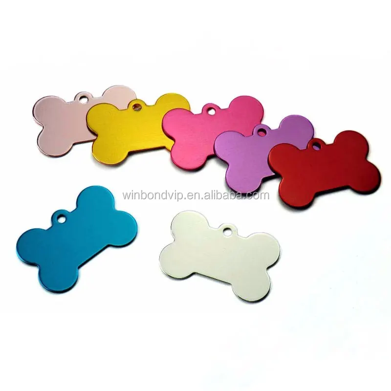 wholesale double sided aluminum metal ID tag cat dog name tag