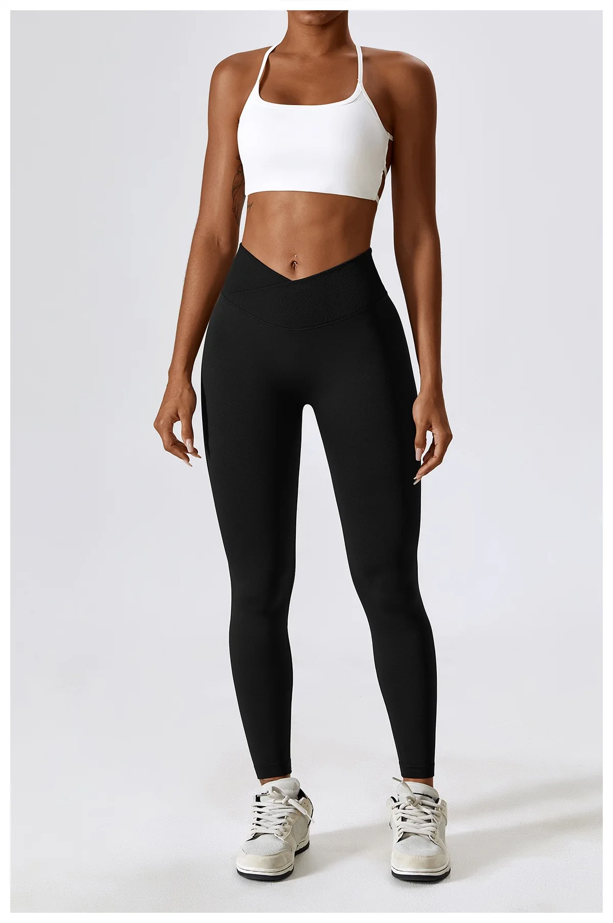 Wholesale High Quality Seamless V Cut High-waisted Butt-Lifting Running Fitness Leggings  Gym Workout Leggings For Women