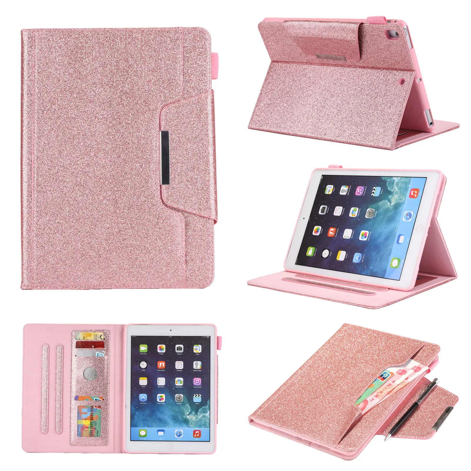 2021 luxury flip leather new design cover with glitter powder for iPad 10.2 inch 2019 7th generation iPad 10.2 9Th