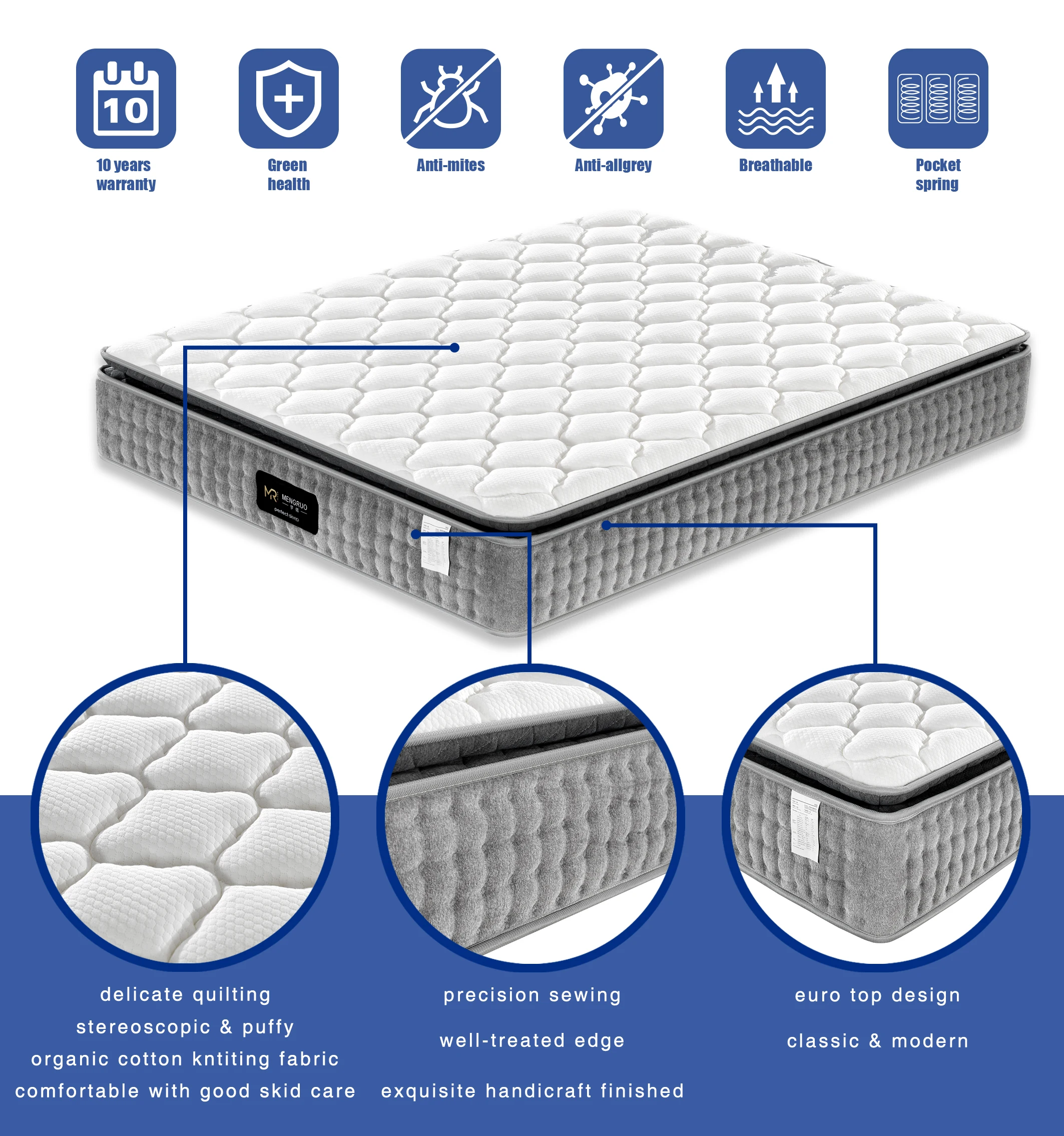 Premium Sleep well comfort king single double twin full size mattress gel memory foam 7 9 Zone Pocket Spring Mattresses