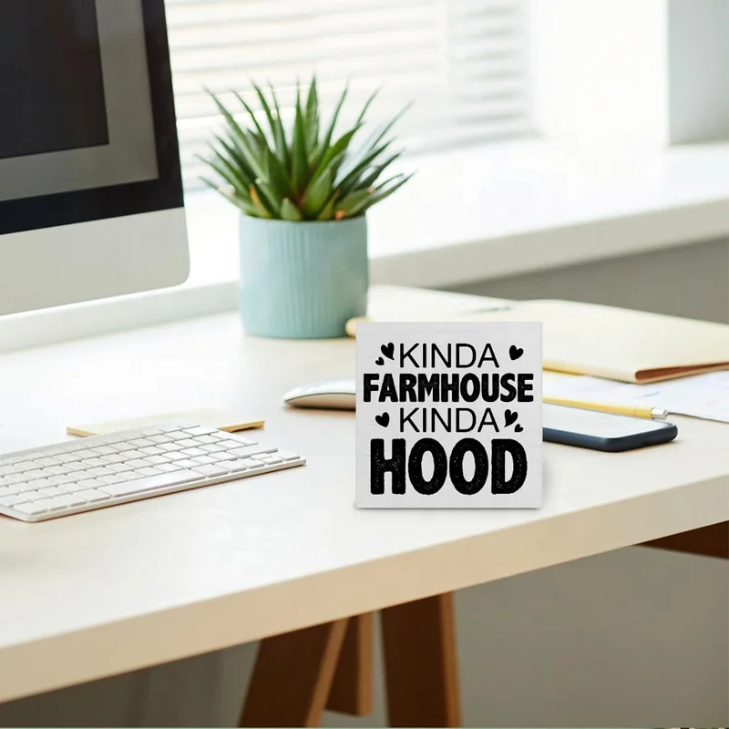 Farmhouse-Style Wooden Block Sign for Home Decor Tabletop Art and Desk Decoration for Christmas Holidays