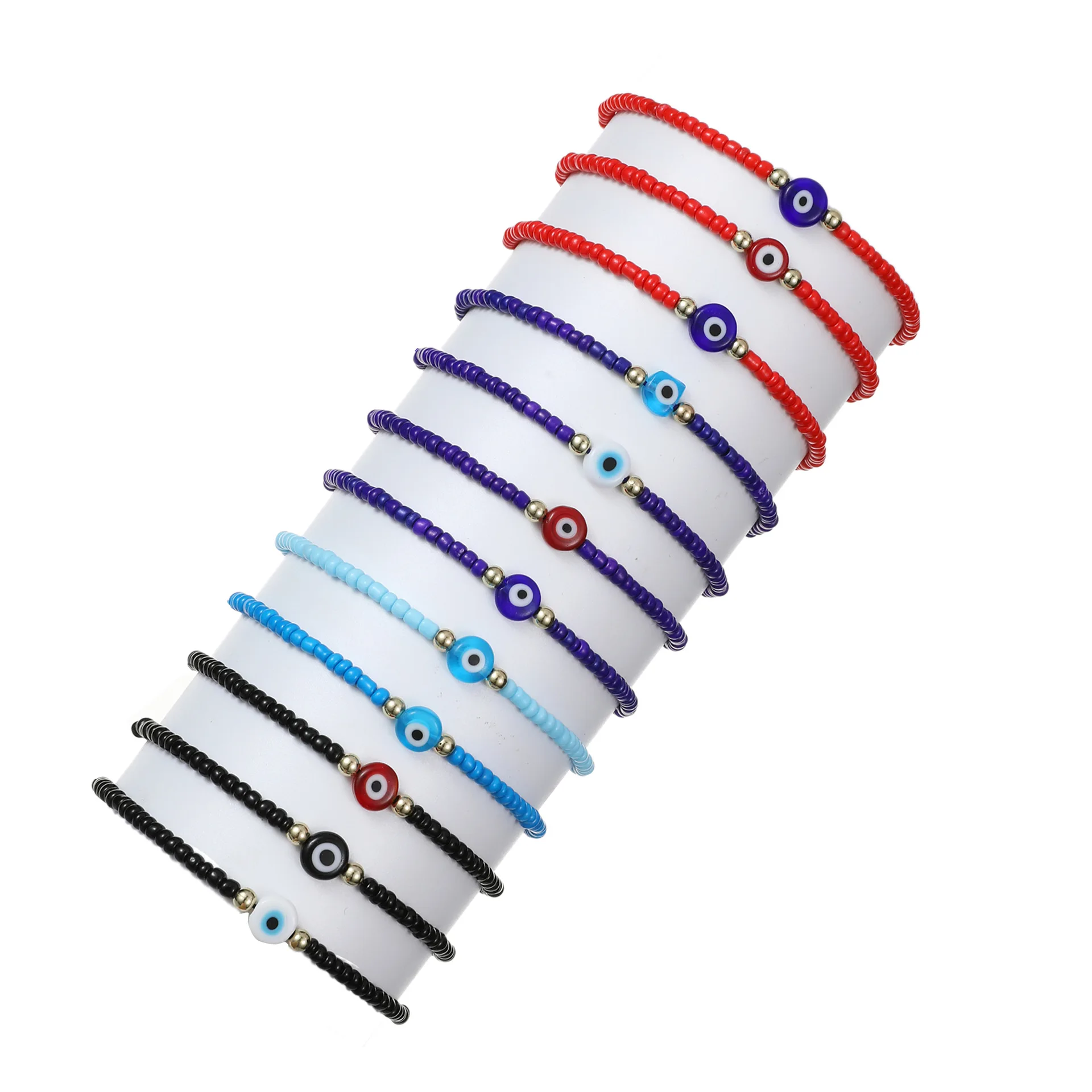Factory Price Evil Eye Glass Seed Bead Handwoven Bracelet 12 pcs Set Bracelet Jewelry Women Men bracelet with charms