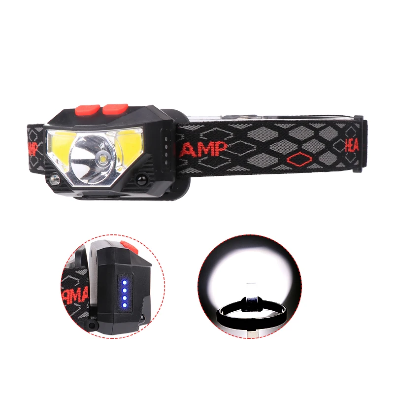 New Arrivals 6 Modes ABS Plastic Head Lamp Micro USB Rechargeable Bright LED Headlight Headlamp