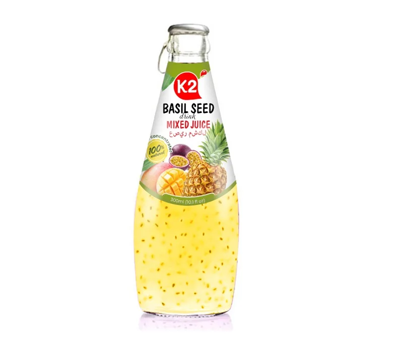300ml Basil Seed Mixed Juice Drink Good Price For Export Best Selling Chia Drink Fresh Beverage Hot Brand Manufacturer