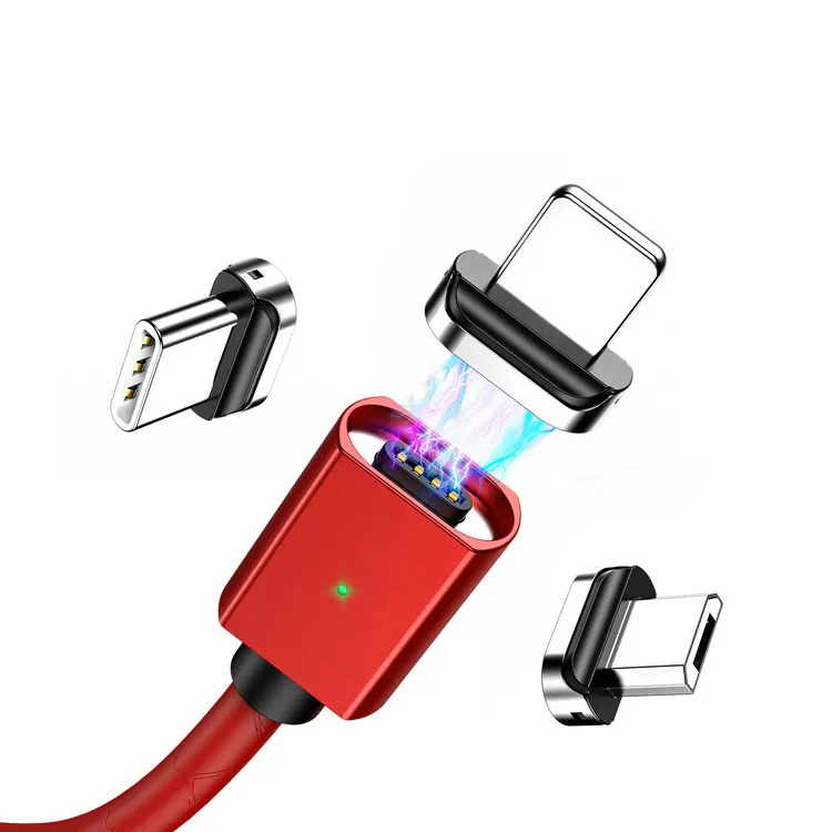 factory selling LED indicator magnetic 3A fast charging cable USB type C micro IOS data cable for Iphone Android phone