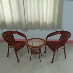 Простой ротанговый стул для гостиной, чайный столик, круглый стол для отдыха, уличный ротанговый стул, комплект из трех предметов