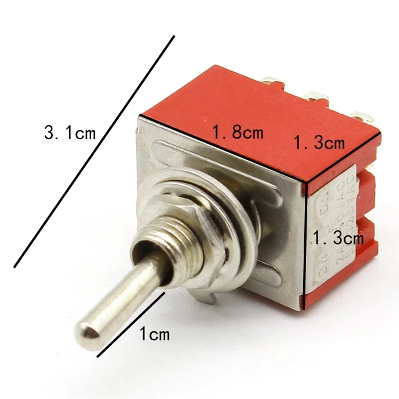 Новый красный 9 Pin ВКЛ-ВЫКЛ-на 3 позиции Мини тумблер переменного тока 6A/125V 3A/250V