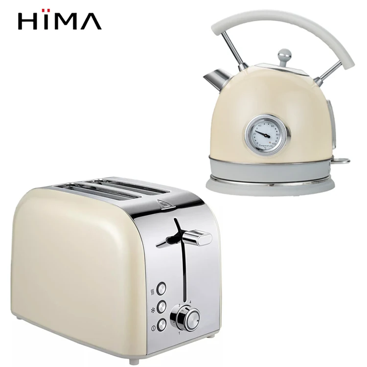 Breakfast Maker Kettle Toaster Set 2 Slice Pop Up Sandwich Toaster Electric Smart Retro Bread Toaster