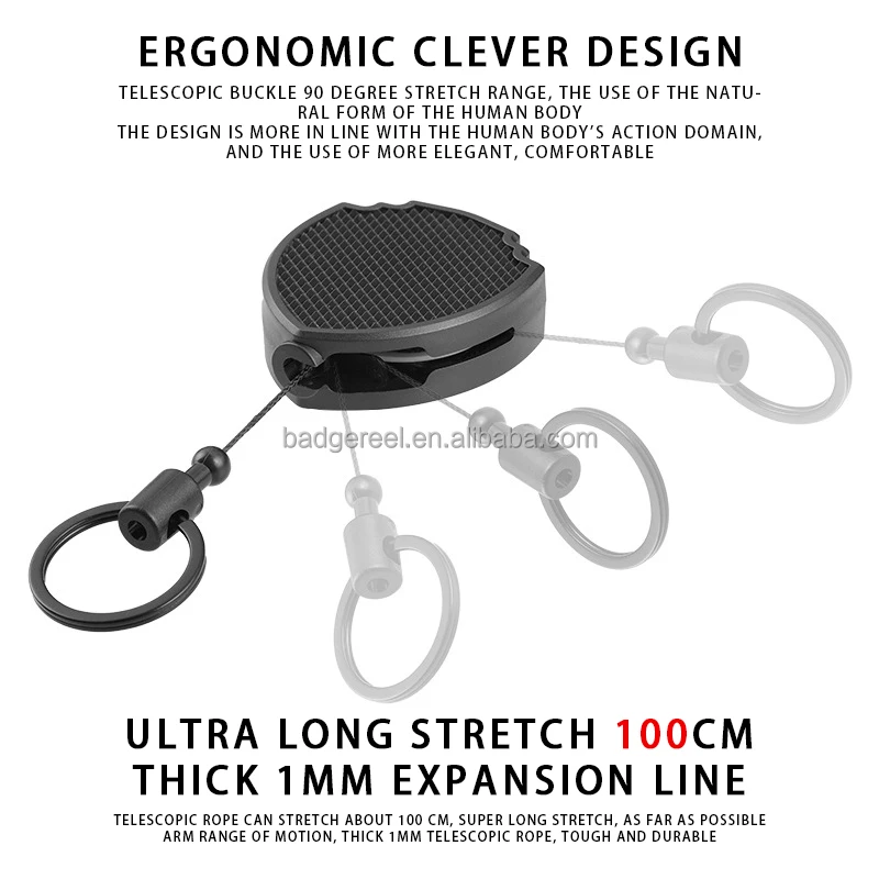 Heavy Duty Carabiner Retractable Keychain Antitheft Outdoor Yoyo Reel Clip Key Ring Robbery Protection Badge Holder