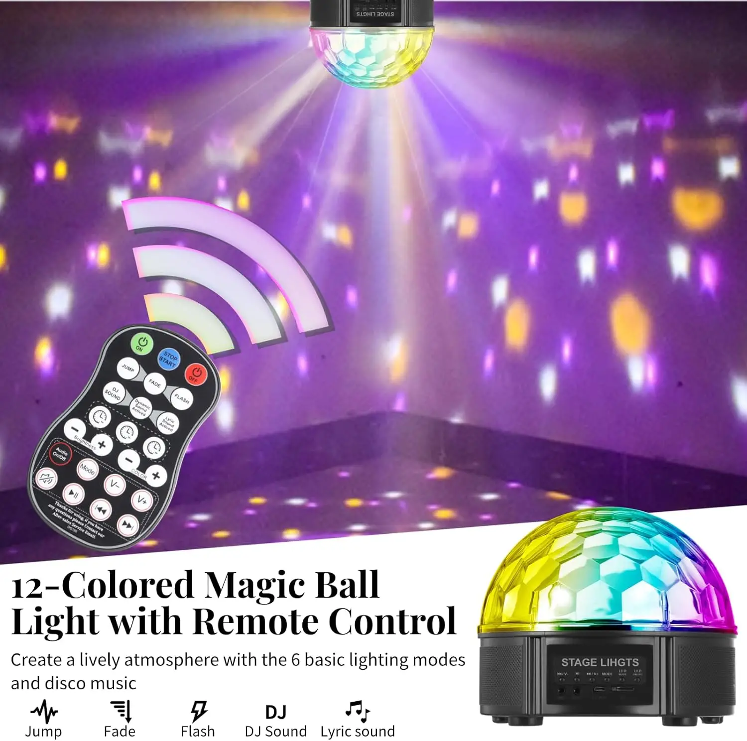 Tsinye Blue Tooth MP3 Remote Control Led Crystal Magical Colorful Ball Disco Laser Light for DJ Party Club KTV Wedding Bar