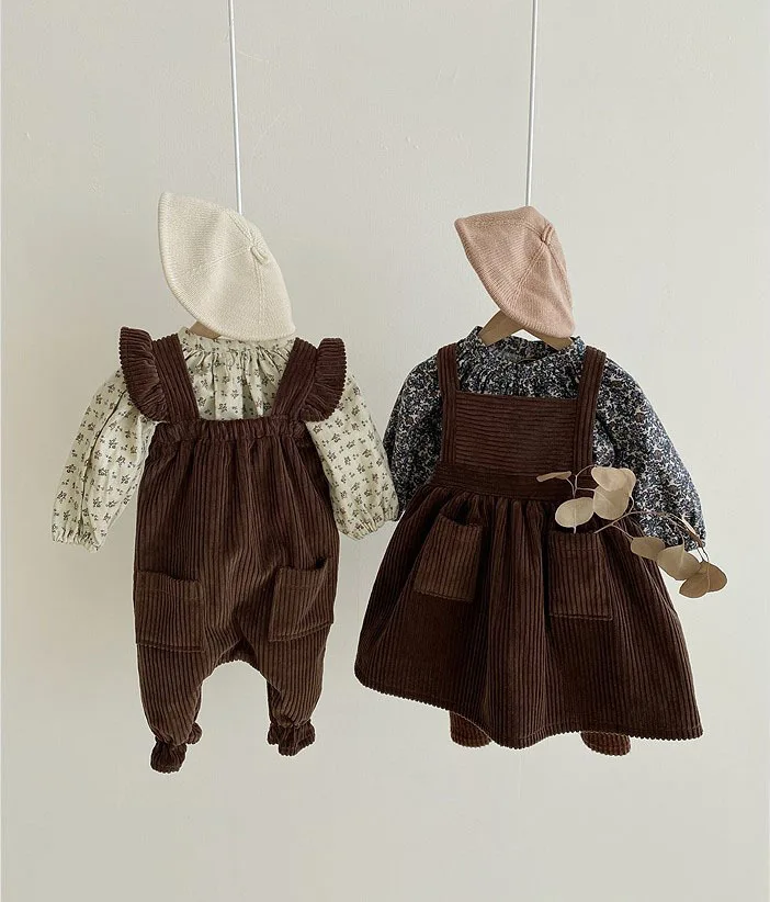 LL03235 autumn new arrival infant baby girls rompers toddler kids jumpsuit overall dress clothing set wholesale sleeveless