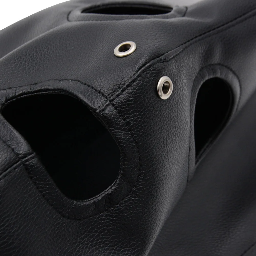 Fetish PU Leather Head Hood BDSM Slave Game Bondage Restraint Face Mask Erotic Sex Toys Role Play For Men Women SM Mask