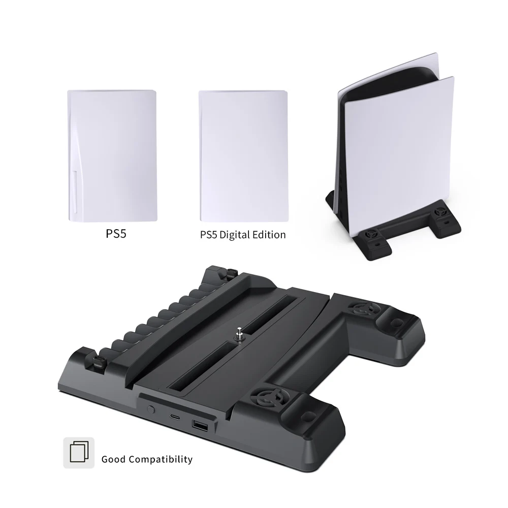 TP5-0593 для PS5 игровой консоли охлаждающий вентилятор с двойным зарядным устройством Подставка зарядки кулер диск хранения
