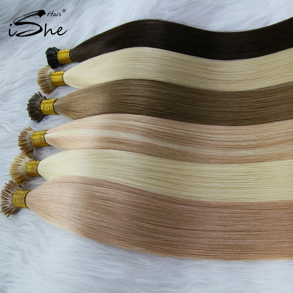 Wholesale 100% Human Hair Double Drawn Prebonded Russian Hair Cuticle Aligned I Tips Human Hair Extensions