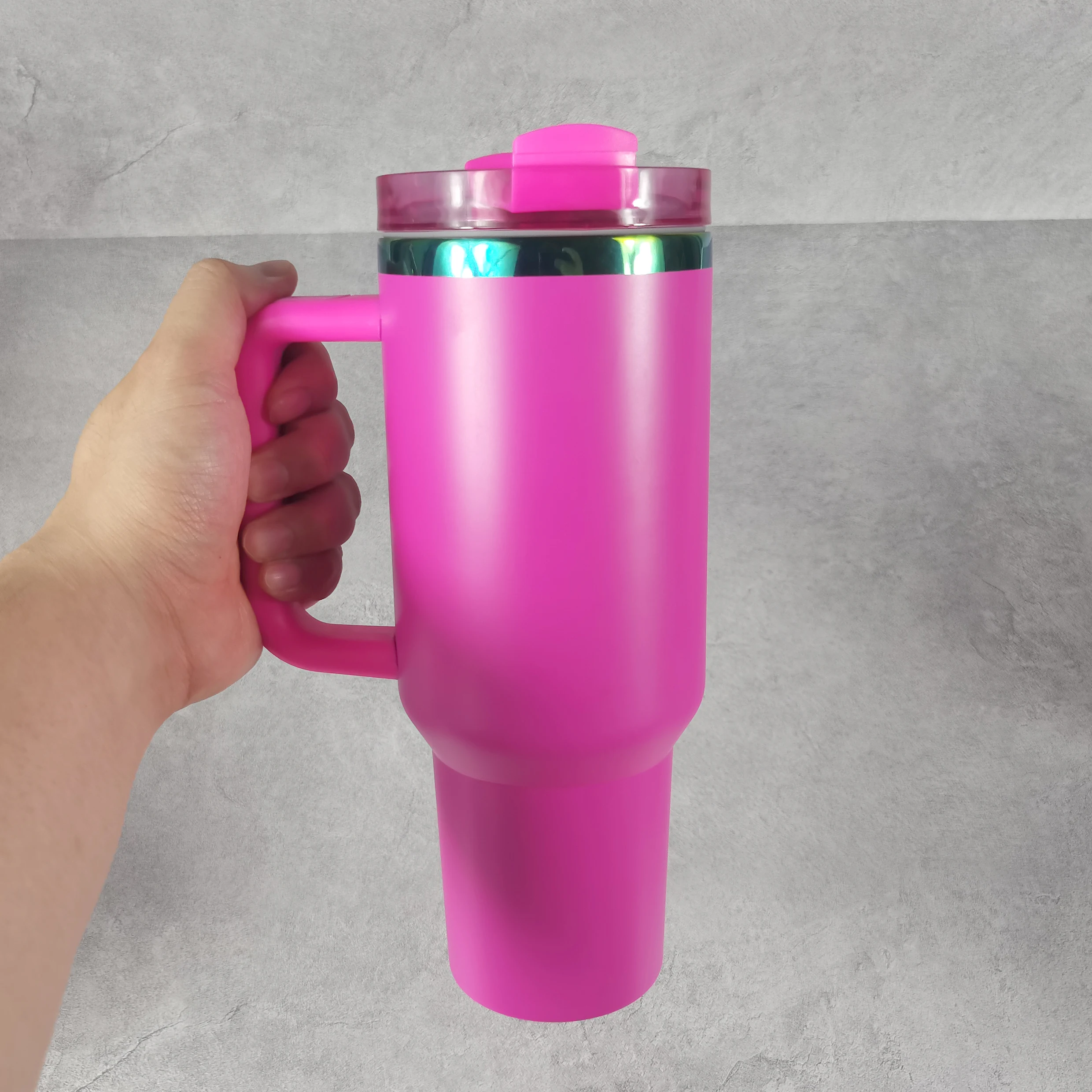 Custom 40 oz rainbow gold copper plated Stainless Steel Double Wall Vacuum Metal Cup Travel Coffee Mug 40oz Tumbler With Handle