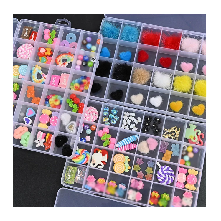 24 Grid Luxurious Nail Charms Boxed Evil Eye Bowknot Alloy Zirconia Mixed Diy Nail Stickers And Diamond Nail Art Jewelry Set