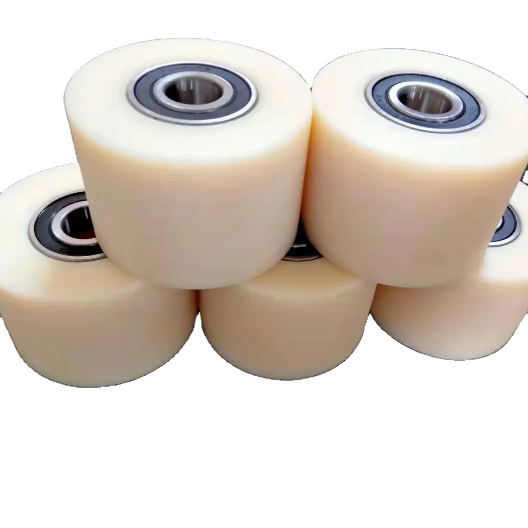 OEM Cnc Machined Plastic Nylon Roller wheel with Ball Bearing and Circlip