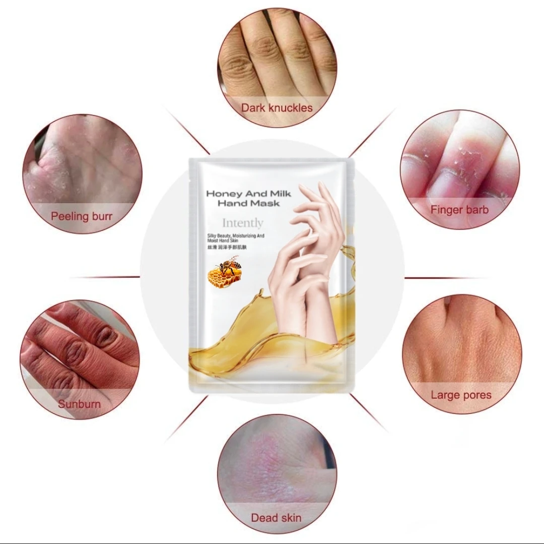 Wholesale Honey Extract Hand Mask For Repair Callus Dead Skin Nourishing Hand Milk Custom Best Hand Masking Gloves For Soft