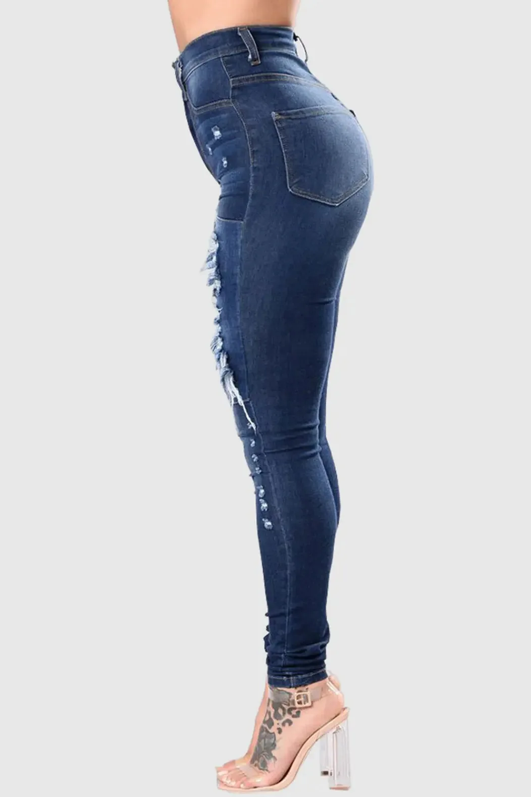 Wholesale Hot Sales Stretchy Jean Women Slim Straight Ripped Jeans Mujer Skinny Pencil Style Distressed Jeans Women