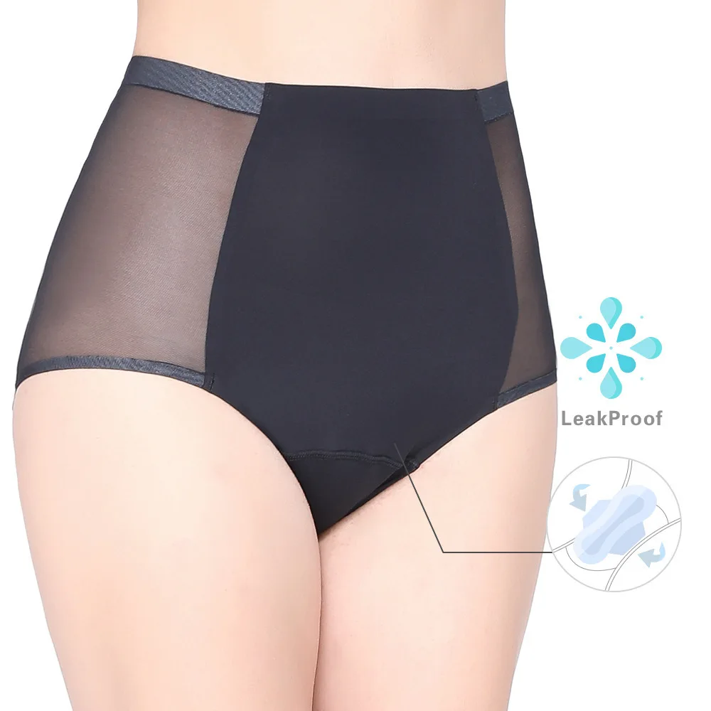 Ladies High Waist Reusable Menstrual Panties 4 Layers Prevent Side Leakage and Water Absorption Womens Menstrual Period Panties