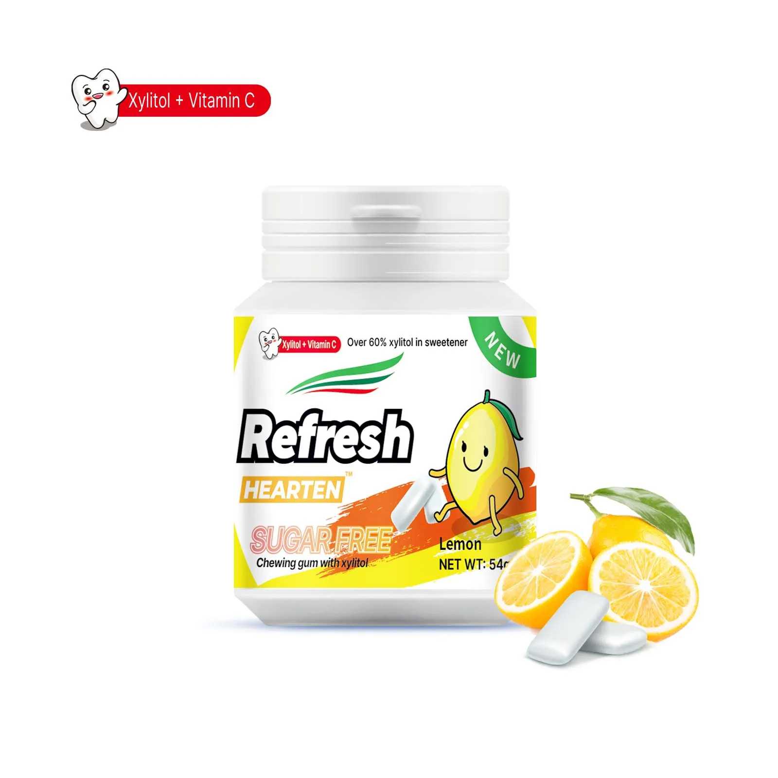 44% Xylitol Hearten Lemon Flavor Sugar Free Chewing Gum