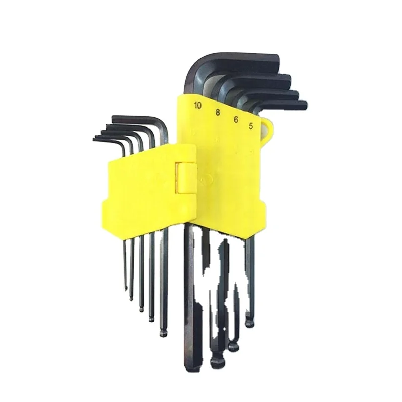 NBFLOURISH 9pcs Long Arm Ball Point Hex Key& Black Finish Allen Wrench Set&Allen Key Set