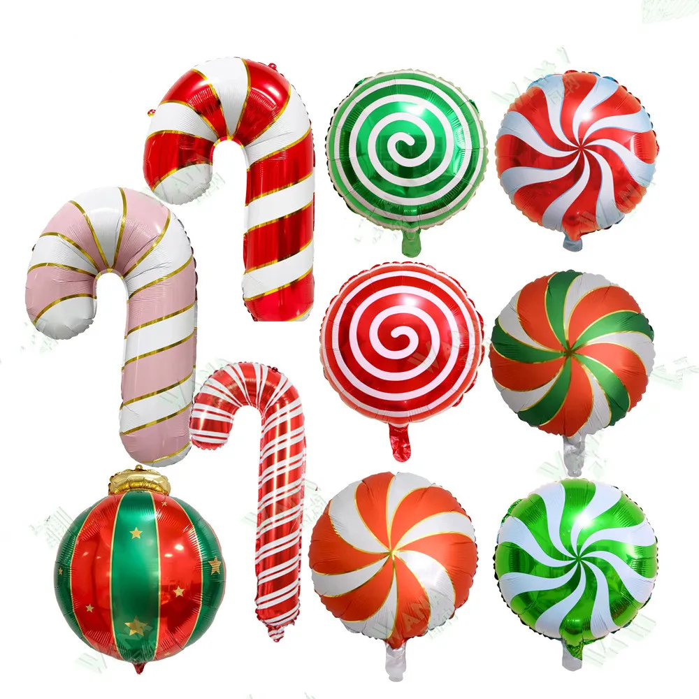 Christmas candy cane aluminum balloon 18 inch windmill lollipop round balloons