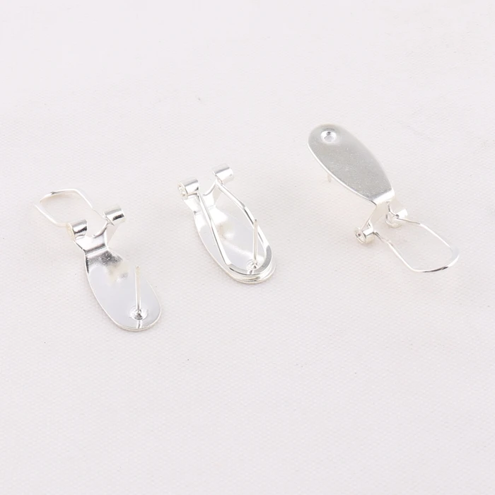 Silver color fingernail Earring clip Post With Clip On Back