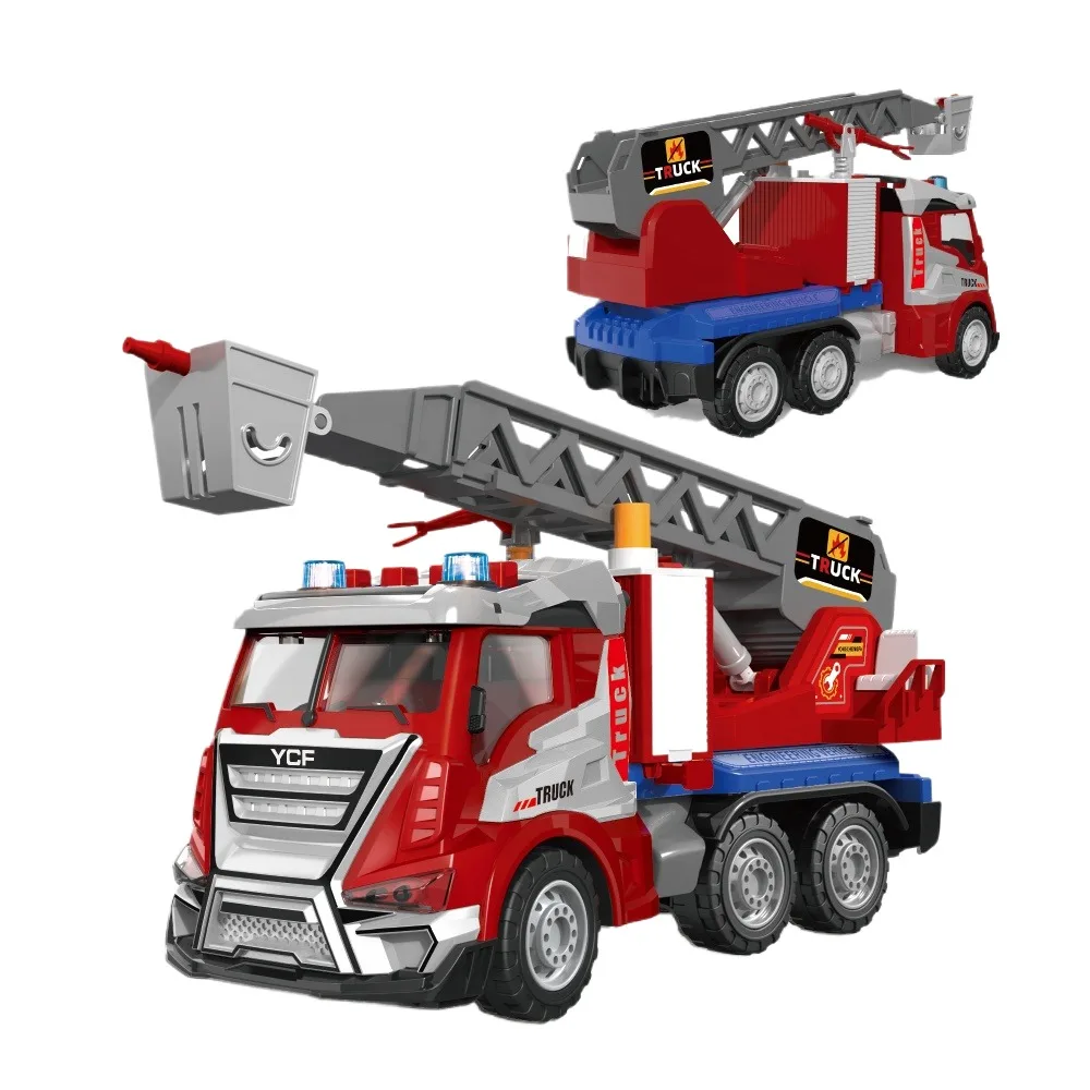 suppliers new design plastic simulation 1:16 fire ladder truck spray water friction vehicle model inertia truck toy