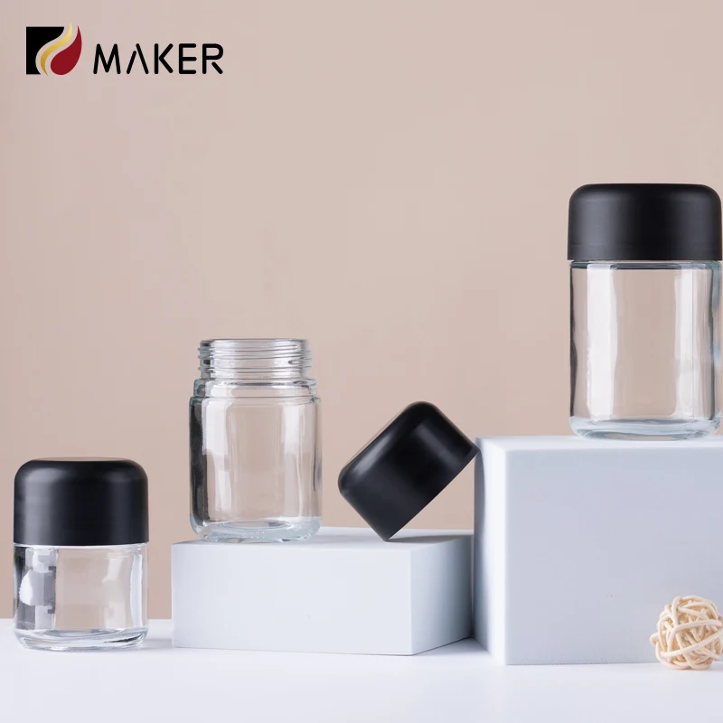Brand New High Quality Custom Food Grade Base Plastic Cap Cream Jar Child Resistant Glass Rosin Jar For Jeeter With Lids