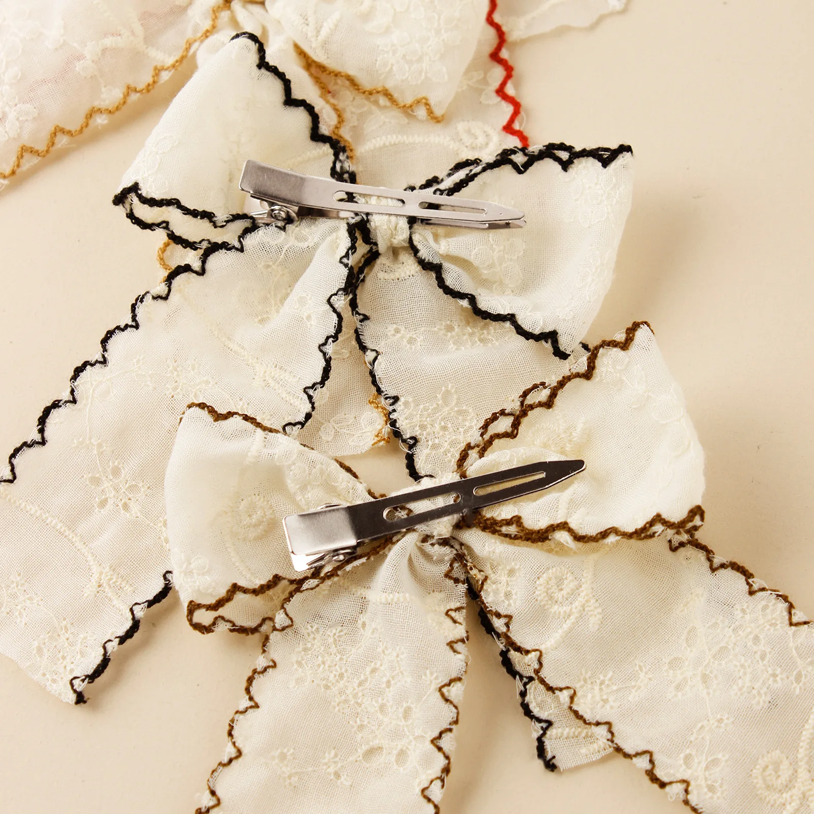 YiYuan Fashion Lace Embroidered Flower Hair Bow Clips for Girls Party Decorative Barrettes Swallow Tail Hair Pins Kids Side Clip