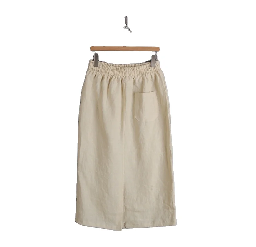 
2021 New Ladies Fashion Stretch Waist Linen Skirt Straight Cotton Comfort 
