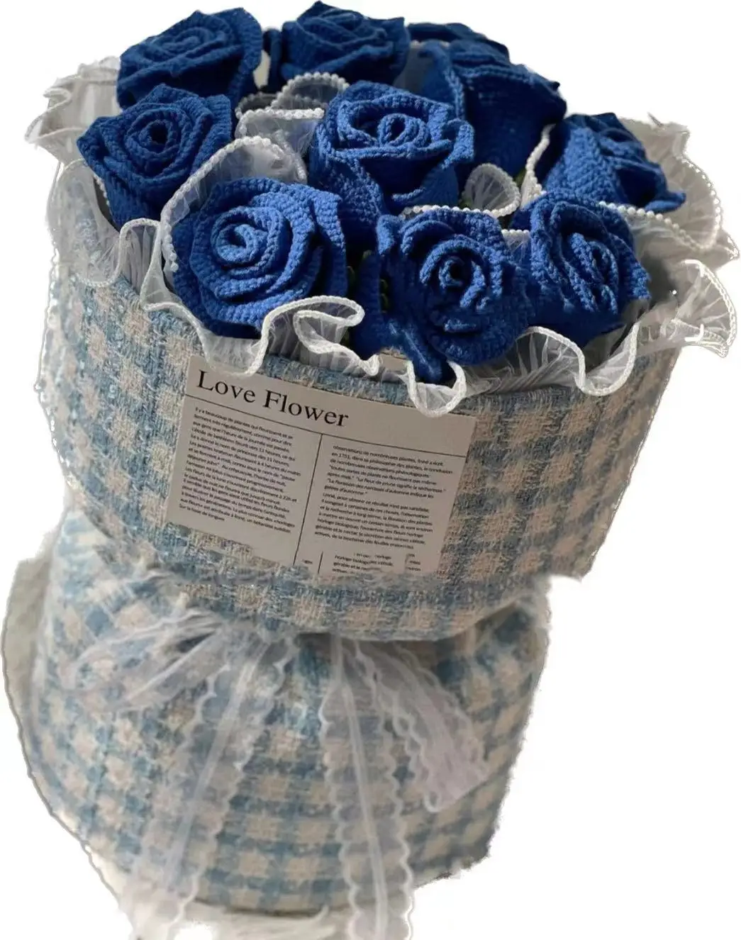 SY Rose Crochet Flower Bouquet Graduation Flower Bouquet Wedding Decor Hand-Knitted Flower with Gift Bags San Valentin Day Gifts