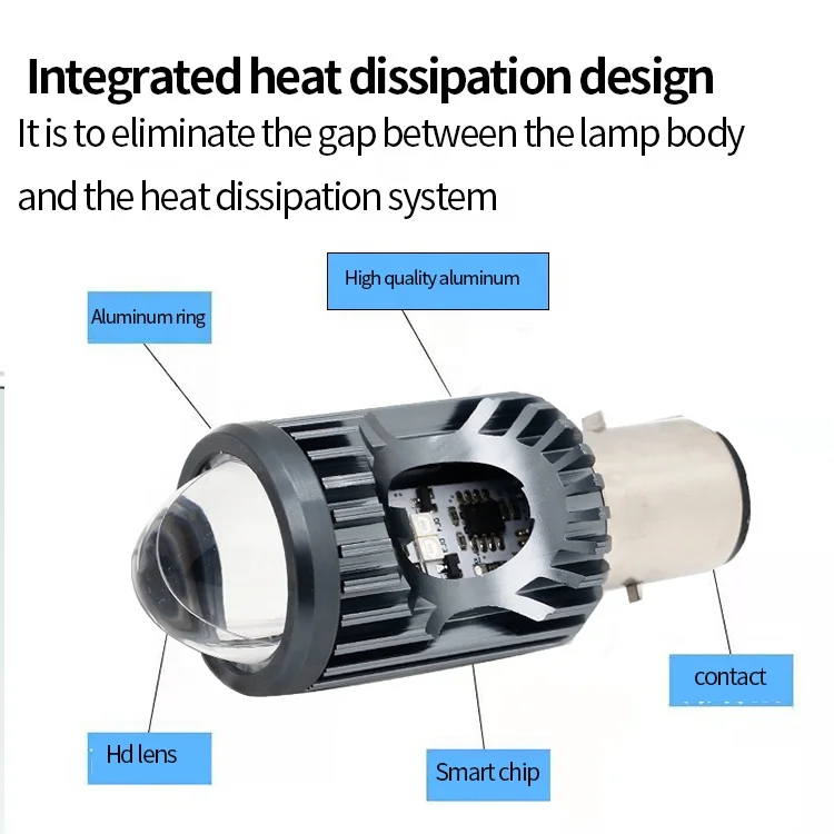 Factory mini Driving Light DRL Motorcycle Led Headlight bulb H4 H6 BA20D P15D Auto Car fisheye Projector Lens dual color
