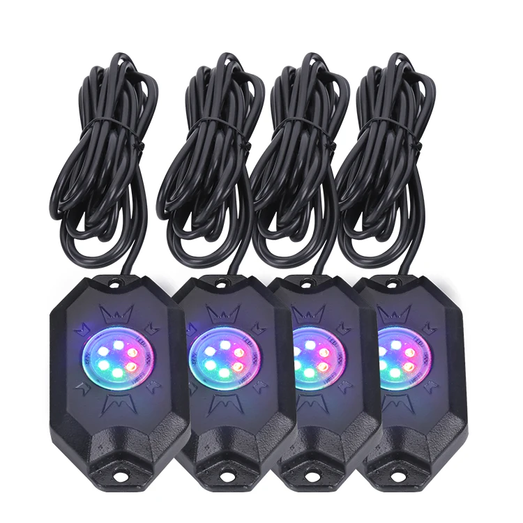 USA Warehouse Stock RGB Led Rock Lights Waterproof DC 12V Neon Lights Underglow Kit For Trucks ATV RZR UTV SUV Offroad