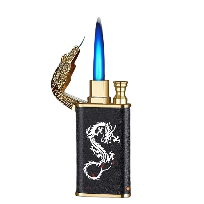 New Jet Torch Lighters Windproof Butane Gas Twin Flame Lighters Promotional Gift Metal Retro Can Be Replenished Lighters