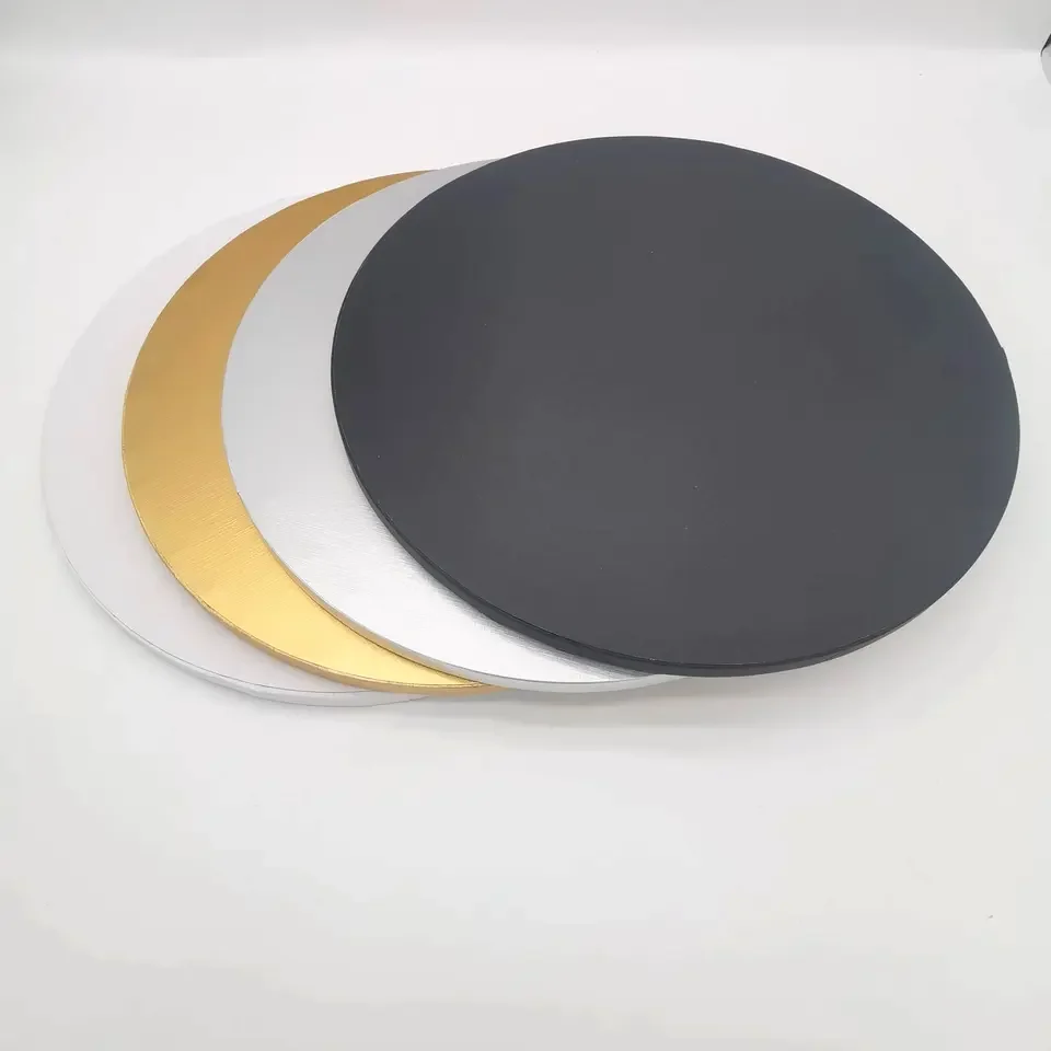 Recyclable Wholesale Custom 10/12 Inch Size Golden Foil 12mm Thick Round Cake Board Corrugated Cake Board Drum