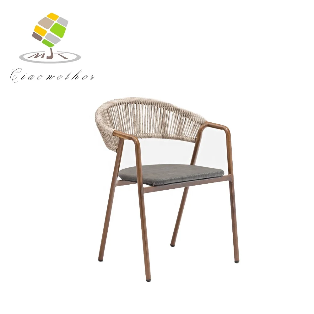 Недорогой садовый уличный Штабелируемый стул из ротанга, стул из полиэтилена для кафе, ресторана, плетеные обеденные стулья из ротанга