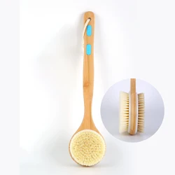 High quality bamboo and wood Dry Bath Brush Long Handle for Shower