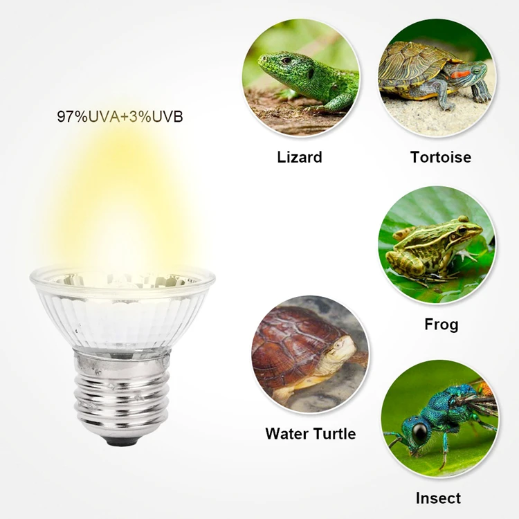 Reptile Lamp 25/50/75W UVA+UVB 3.0 Turtle Basking UV Light Bulbs Amphibians Lizards Temperature Controller Pet Heat Lamp Bulb