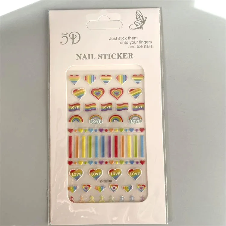 5D New Trends Valentines Day Stickers Nail Decals Self Adhesive Cartoon Nail Art For Nails