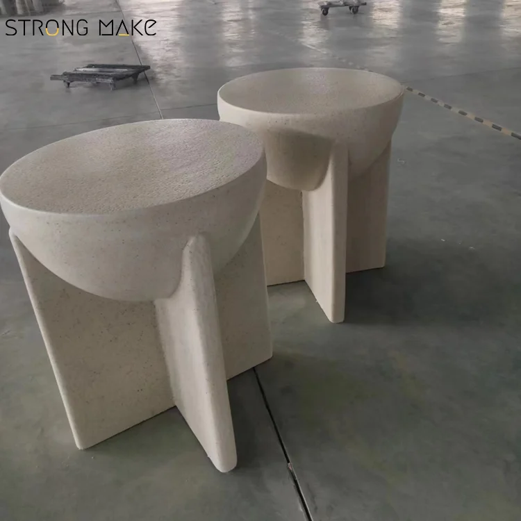 FRP Wabi Sabi Luxury Modern Fiber Glass End Table Sofa Side Tea Fiberglass Table Round Plastic Coffee Table for Living Room