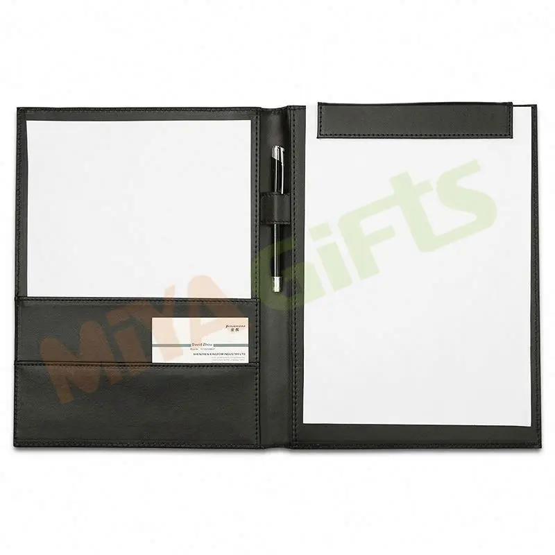 custom simple color vegan leather padfolio A4 file portfolio folder for girl lady student legal clipboard planner