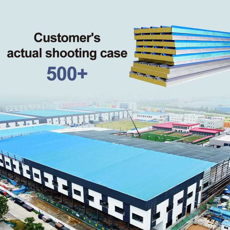 SH Traditional Roof Tile Wall And Roof Sound Insulation Cold Room Decorative Rock Wool Sandwich Panel