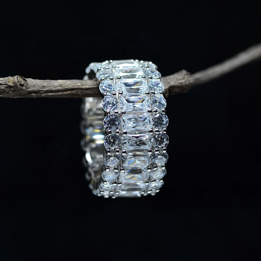 
Custom micro setting sterling silver cubic zirconia CZ women men women plated jewelry 18K S925 rings 