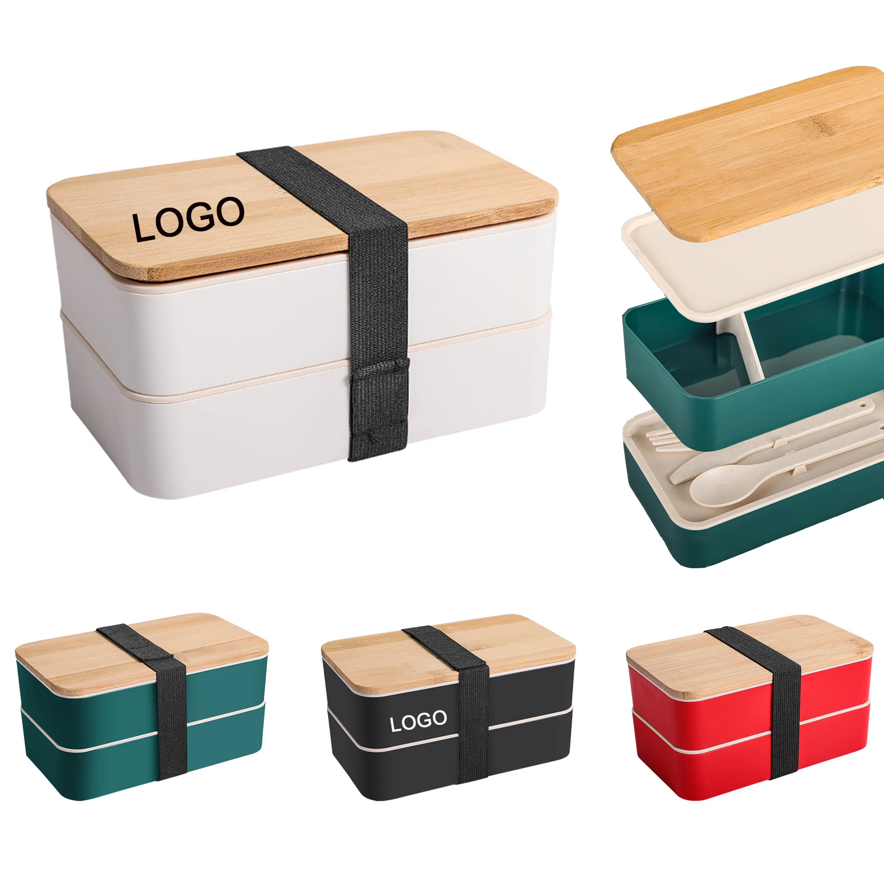 Custom Printing Logo Nicety Wholesale Bamboo Fiber 2 Layer Lunch Box Eco-friendly Bento Lunch Box For Kids And Adult