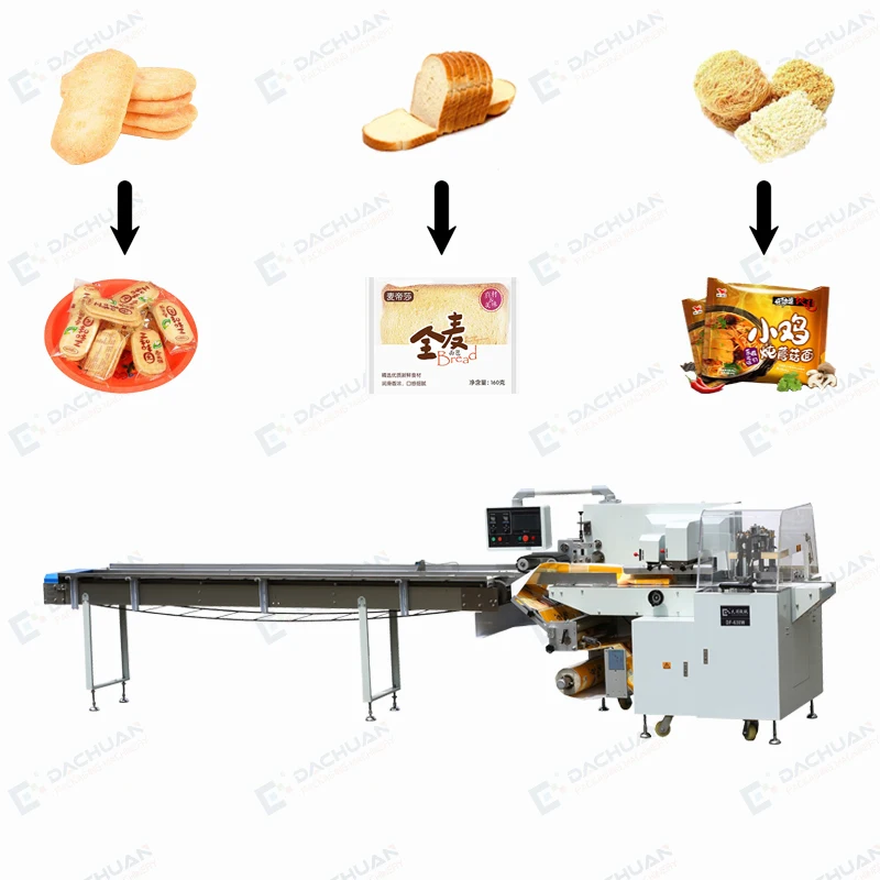 DF450WX Automatic Horizontal Wrapping Machine,hard Roll Sandwich/biscuit Sandwich Wrapping Machine Paper Packaging 120-450mm 900